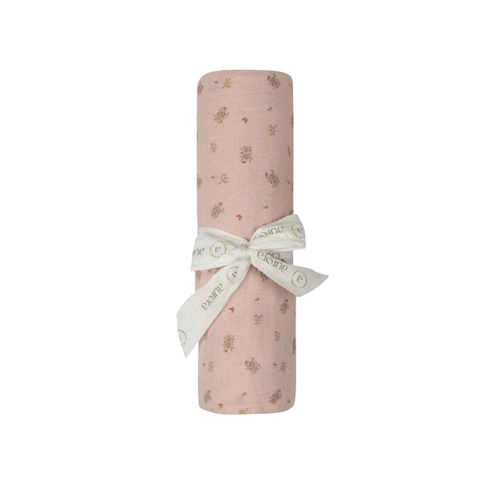 AURORA CLASSICS BABY GIRL MUSLIN SWADDLE JERSEY COTTON FLORAL PRINT COLLECTION . PINK MUSLIN SWADDLE AURORA