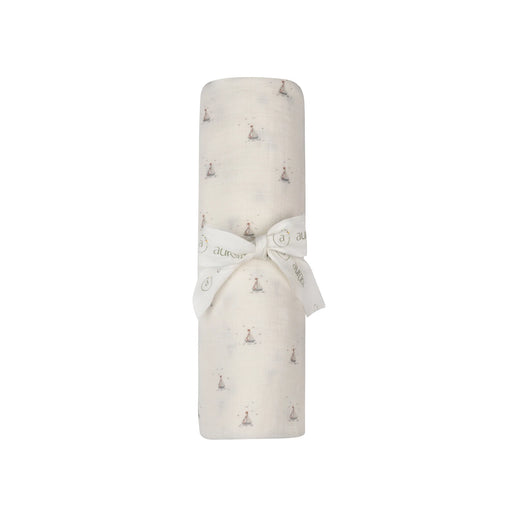 AURORA CLASSICS BABY BOY MUSLIN SWADDLE JERSEY COTTON NAUTICAL COLLECTION . IVORY BLUE MUSLIN SWADDLE AURORA