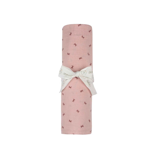 AURORA CLASSICS BABY GIRL MUSLIN SWADDLE BOW PATTERN COLLECTION . PINK MUSLIN SWADDLE AURORA