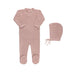 Waffle Knit Footie and Bonnet Mauve Tricot Bebe