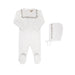 Embroidered Knit Footie and Bonnet Ivory Girls Tricot Bebe