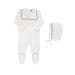 Embroidered Knit Footie and Bonnet Ivory Boys Tricot Bebe
