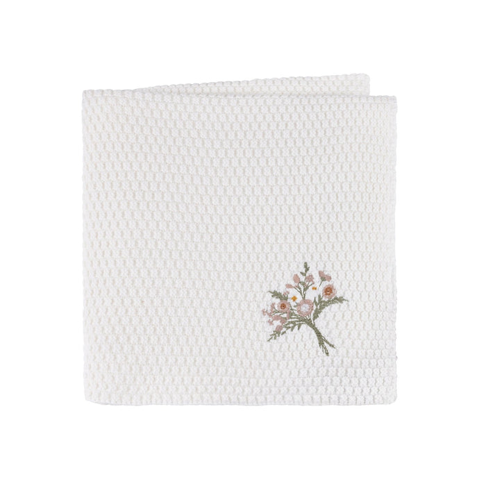 Knit Blanket Embroidered Ivory Mauve Floral Baby & Toddler Tricot Bebe