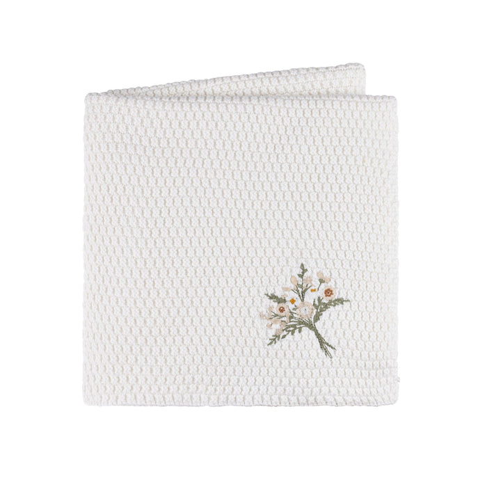 Knit Blanket Embroidered Ivory Beige Floral Baby & Toddler Tricot Bebe