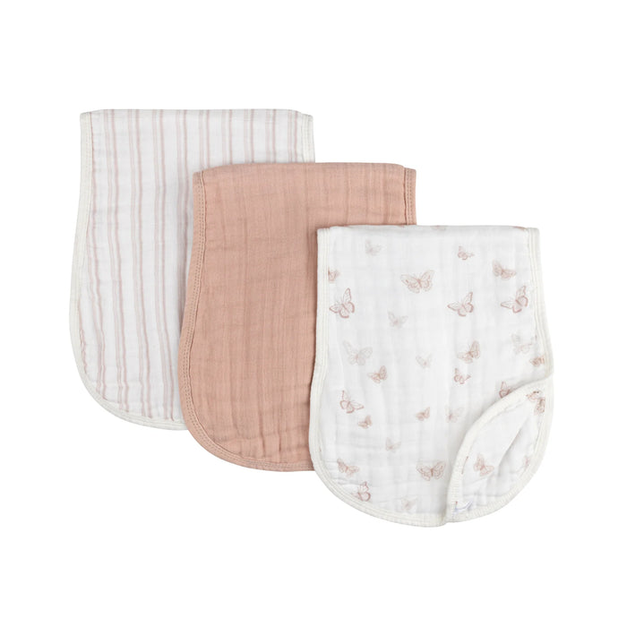 ELY`S & CO. 3 PACK MUSLIN BURP CLOTHS ONE SIZE PINK BUTTERFLY BURP CLOTH ELY`S & CO.