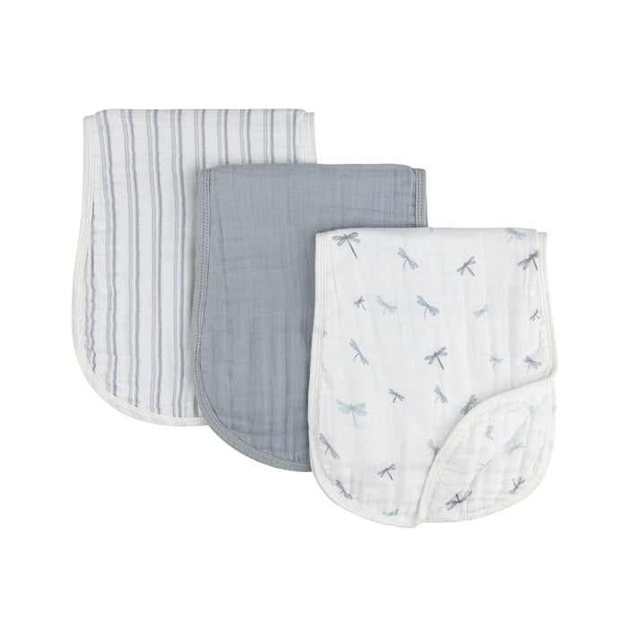 ELY`S & CO. 3 PACK MUSLIN BURP CLOTHS ONE SIZE BLUE DRAGONFLY BURP CLOTH ELY`S & CO.