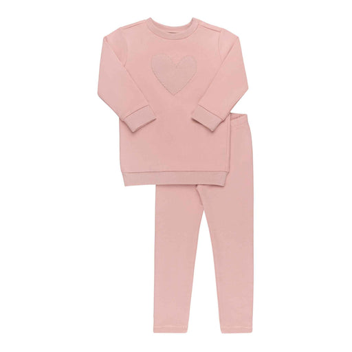 Ribbed Heart Sweatshirt Set Light Pink Tricot Bebe