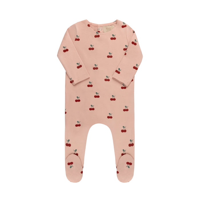 Printed Cherries/ Boat Footie & Hat Tricot Bebe