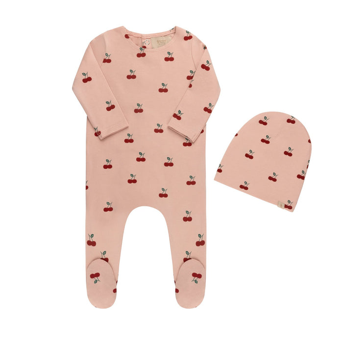Printed Cherries/ Boat Layette Set Pink Blanket Tricot Bebe