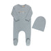Embroidered Clothesline Layette set dusty blue Blanket Tricot Bebe