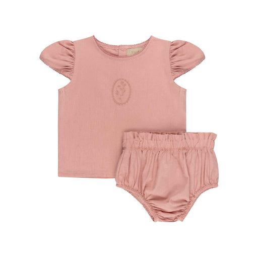 Linen Embroidered Applique 2 piece set Tricot Bebe