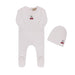 Embroidered Cherries/ Boat Footie & Hat Tricot Bebe