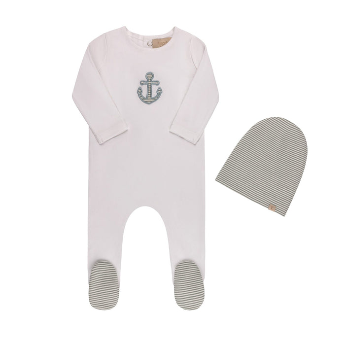 Sunglasses/ Anchor striped Footie & Hat Anchor Tricot Bebe