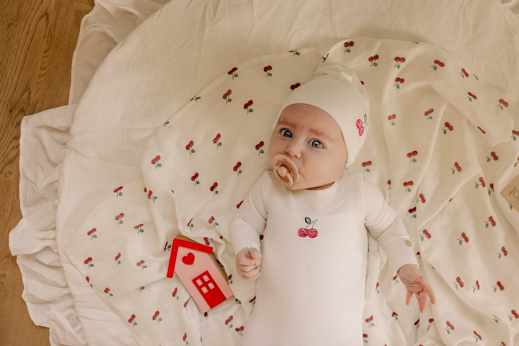 Embroidered Cherries/ Boat Layette Set Tricot Bebe