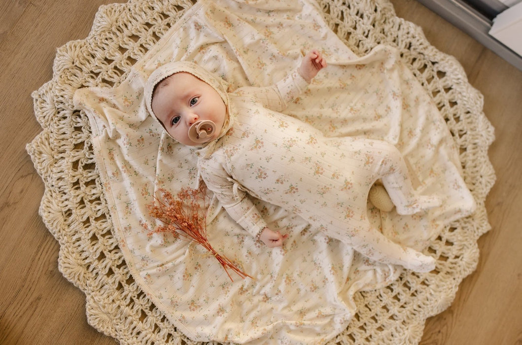 Ribbed Floral Print Kimono Layette Set Tricot Bebe