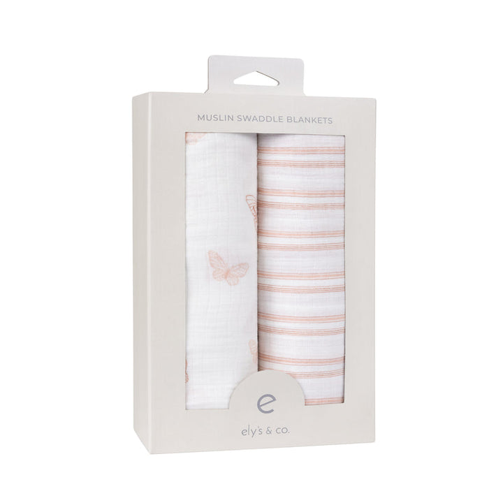 ELY`S & CO. COTTON MUSLIN SWADDLE BLANKET 2 PACK