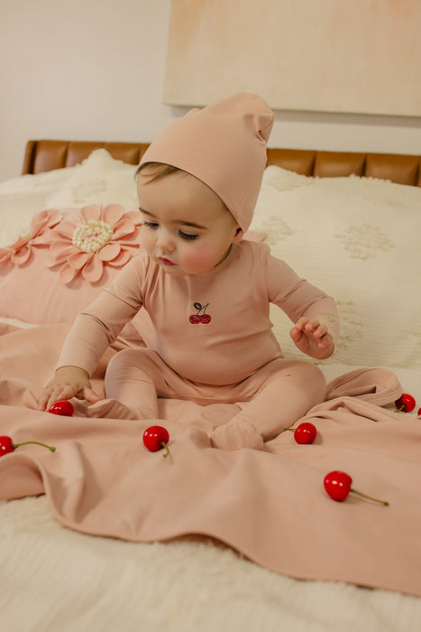 Embroidered Cherries/ Boat Layette Set Tricot Bebe