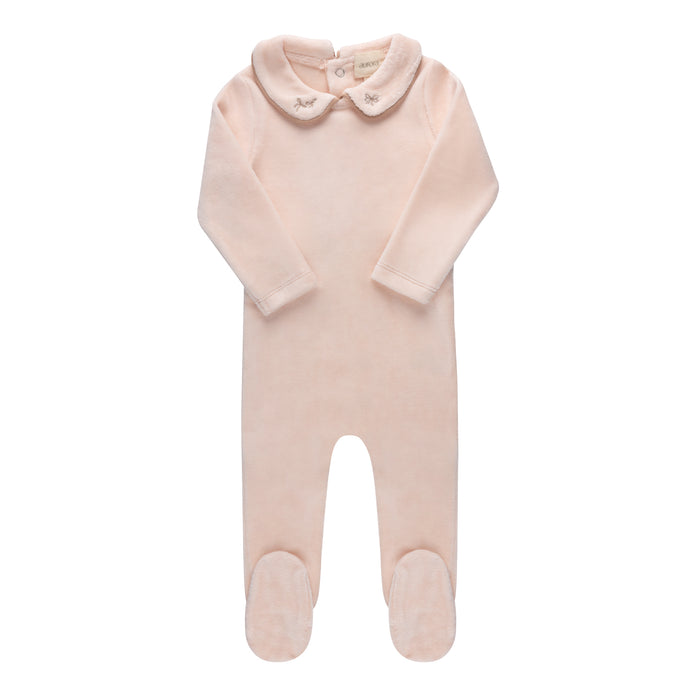 AURORA - EMBROIDERED VELOUR COLLAR COLLECTION - FOOTIE PINK CLOTHING Little Luxury