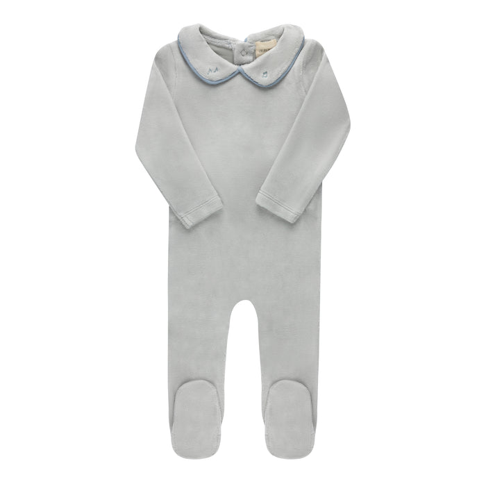 AURORA - EMBROIDERED VELOUR COLLAR COLLECTION - FOOTIE BLUE CLOTHING Little Luxury