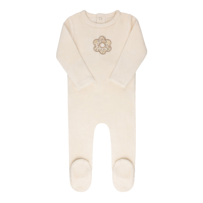 AURORA - VELOUR LIBERTY FLORAL AND PLAID - IVORY FLORAL - FOOTIE + BEANIE CLOTHING AURORA