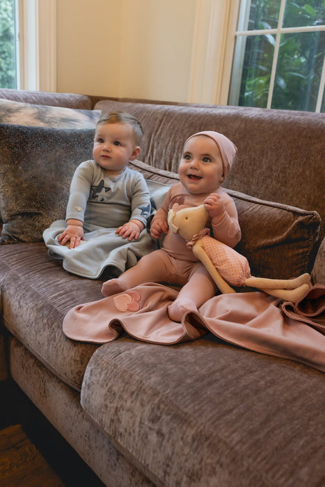 Corduroy Detail Heart/Star Footie and Hat Tricot Bebe