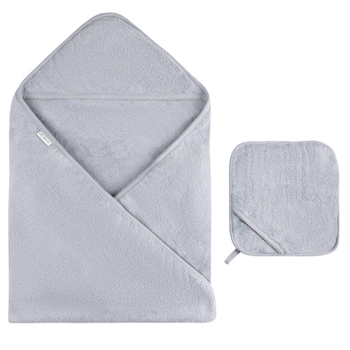 ELYS & CO SOLID SCALLOPED HOODED TOWEL + WASHCLOTH SET