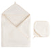 ELYS & CO SOLID SCALLOPED HOODED TOWEL + WASHCLOTH SET