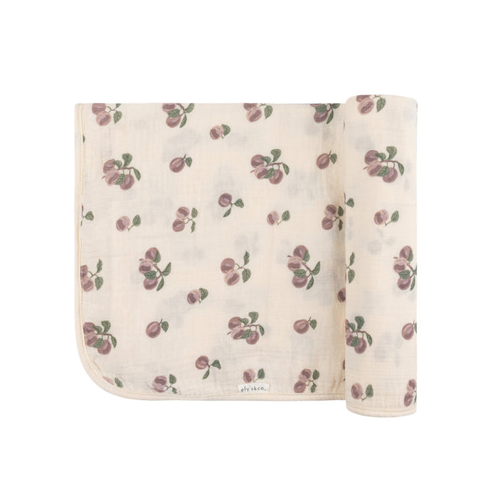 ELY`S & CO. QUILTED PLUM PRINT - MUSLIN SWADDLE