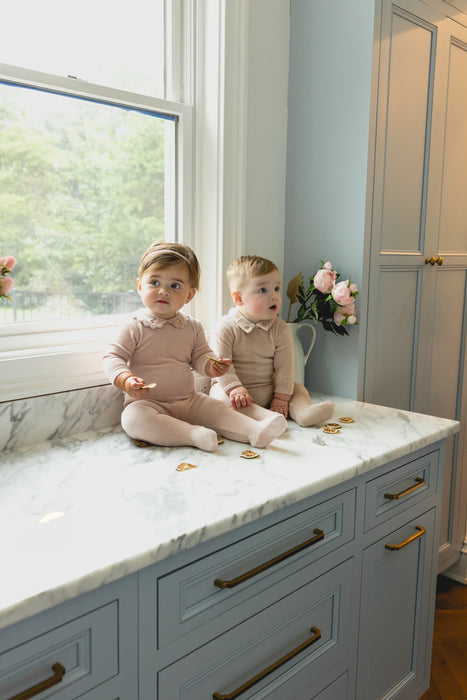 Embroidered Collar Footie and Bonnet Baby & Toddler Tricot Bebe