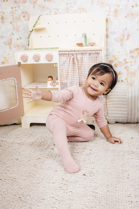 Embroidered Floral Footie & Hat Baby & Toddler Tricot Bebe