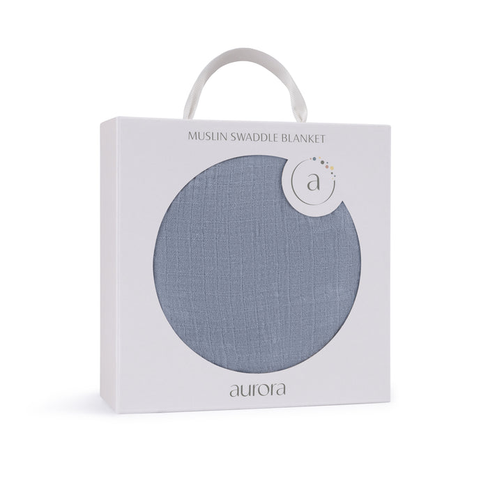 AURORA MUSLIN SWADDLE WITH SCALLOP . BLUE CLOTHING AURORA