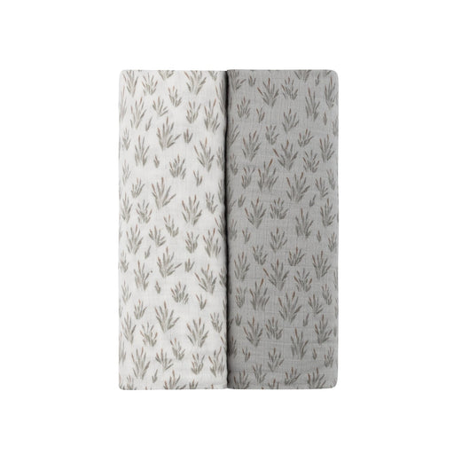 AURORA - MODAL FRENCH TERRY BLOOMS COLLECTION - MUSLIN SWADDLE 2 PACK . IVORY BLUE SWADDLE AURORA