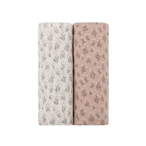 AURORA - MODAL FRENCH TERRY BLOOMS COLLECTION - MUSLIN SWADDLE 2 PACK . IVORY MAUVE SWADDLE AURORA