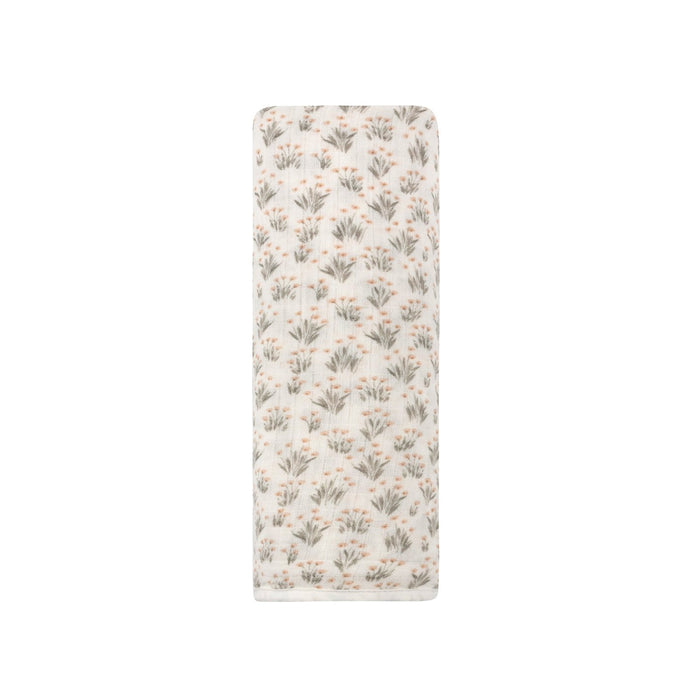 AURORA - MODAL FRENCH TERRY BLOOMS COLLECTION - MUSLIN SWADDLE . IVORY MAUVE SWADDLE AURORA