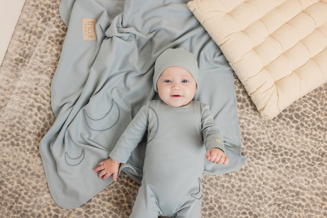 Rope Cord Footie and Hat Sky Blue Tricot Bebe