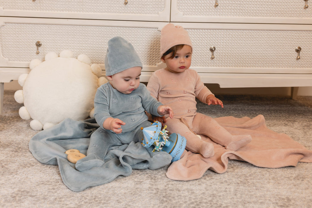 Embroidered Rocking Horse Footie and Hat Tricot Bebe