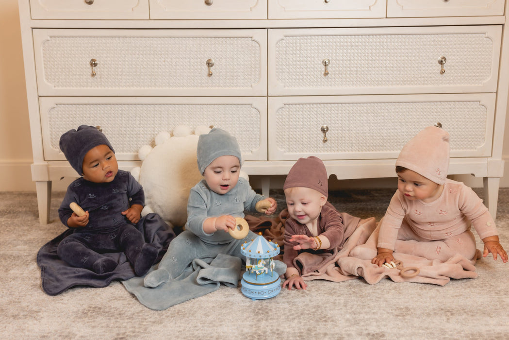 Embroidered Rocking Horse Footie and Hat Tricot Bebe