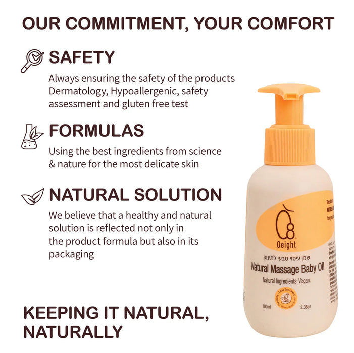 OEIGHT NATURAL MASSAGE BABY OIL  3.38OZ