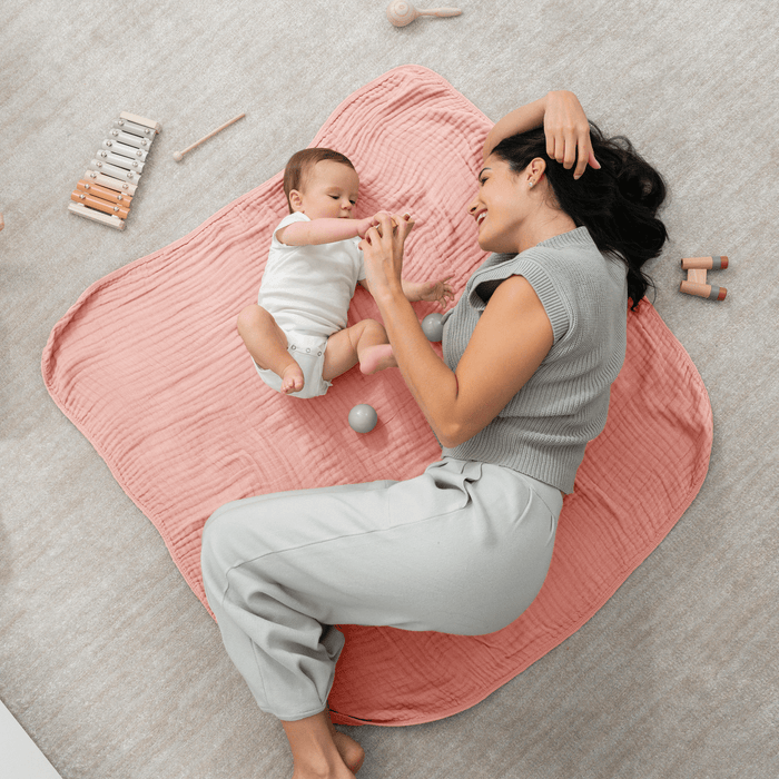 Baby Muslin Blanket in Bold Blush Muslin Comfy Cubs