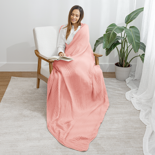 Adult Muslin Blanket in Bold Blush Muslin Comfy Cubs