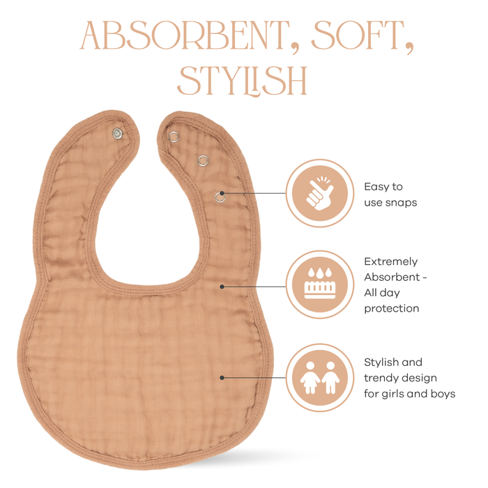 Muslin Bibs by Comfy Cubs - Caramel Bibs Comfy Cubs
