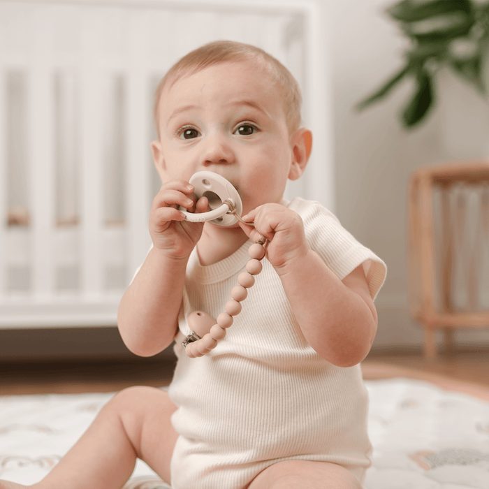 Pacifier Clips, 2 Pack by Comfy Cubs - Beige & Light Beige Pacifier Clips & Holders Comfy Cubs