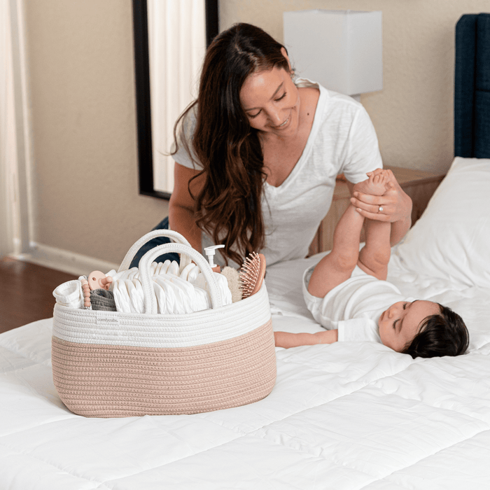 Rope Diaper Caddy by Comfy Cubs - Blush Diaper Caddy Comfy Cubs