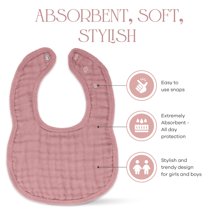 Muslin Bibs by Comfy Cubs - Mauve Bibs Comfy Cubs