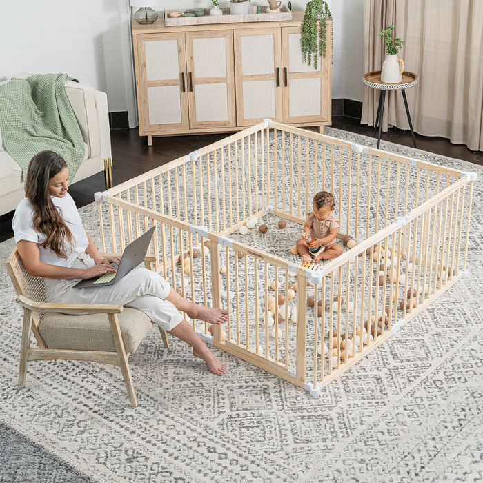 Playpen for Toddler and Babies by Comfy Cubs in Natural Wood Playpen Comfy Cubs