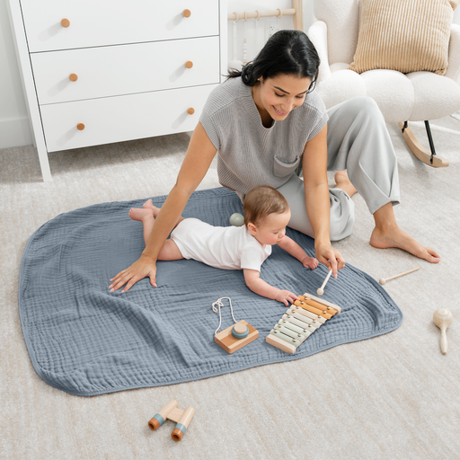 Baby Muslin Blanket by Comfy Cubs in Pacific Blue Muslin Comfy Cubs