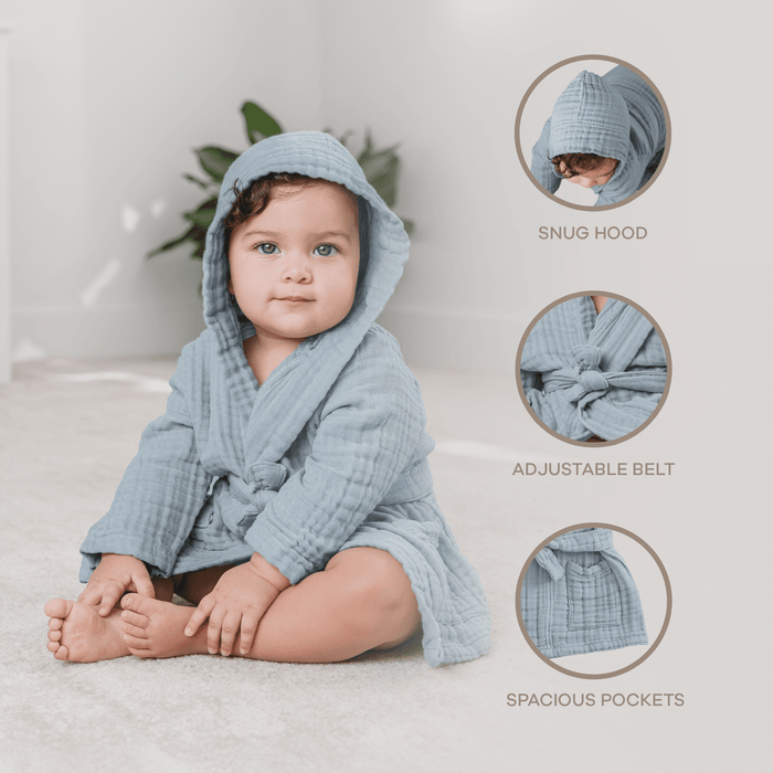 Muslin Bath Robe for Kids, Pacific Blue by Comfy Cubs Comfy Cubs