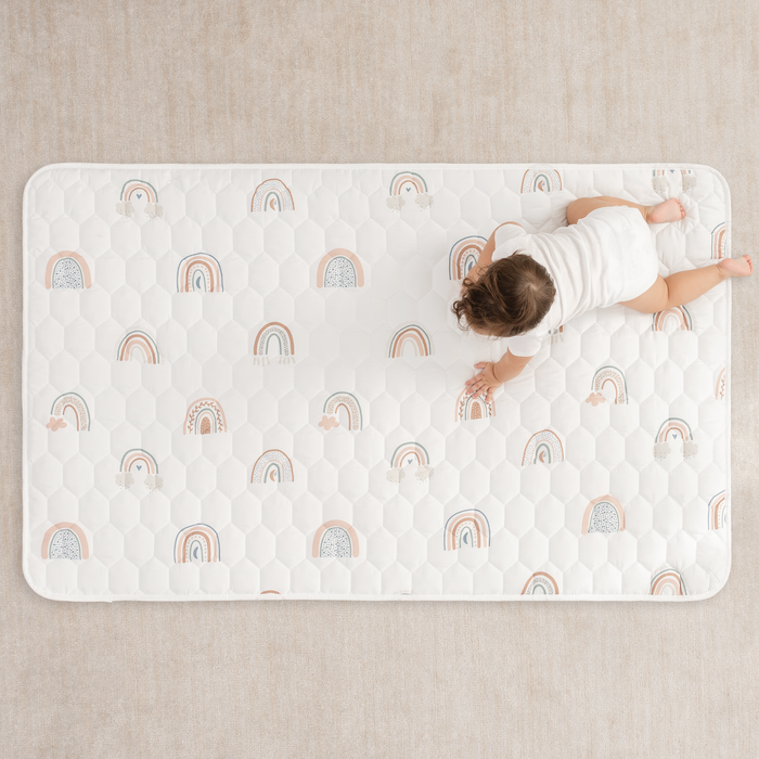 Play Mat with Non-Slip Bottom - Rainbow Comfy Cubs