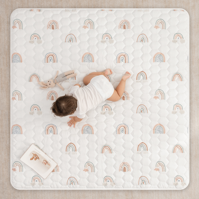 Play Mat with Non-Slip Bottom - Rainbow Comfy Cubs