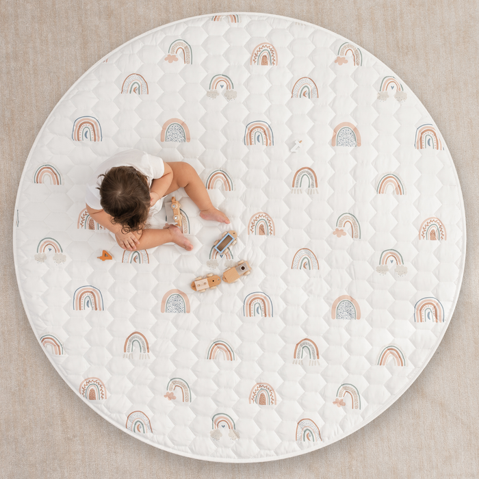 Play Mat with Non-Slip Bottom - Rainbow Comfy Cubs
